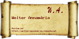 Welter Annamária névjegykártya